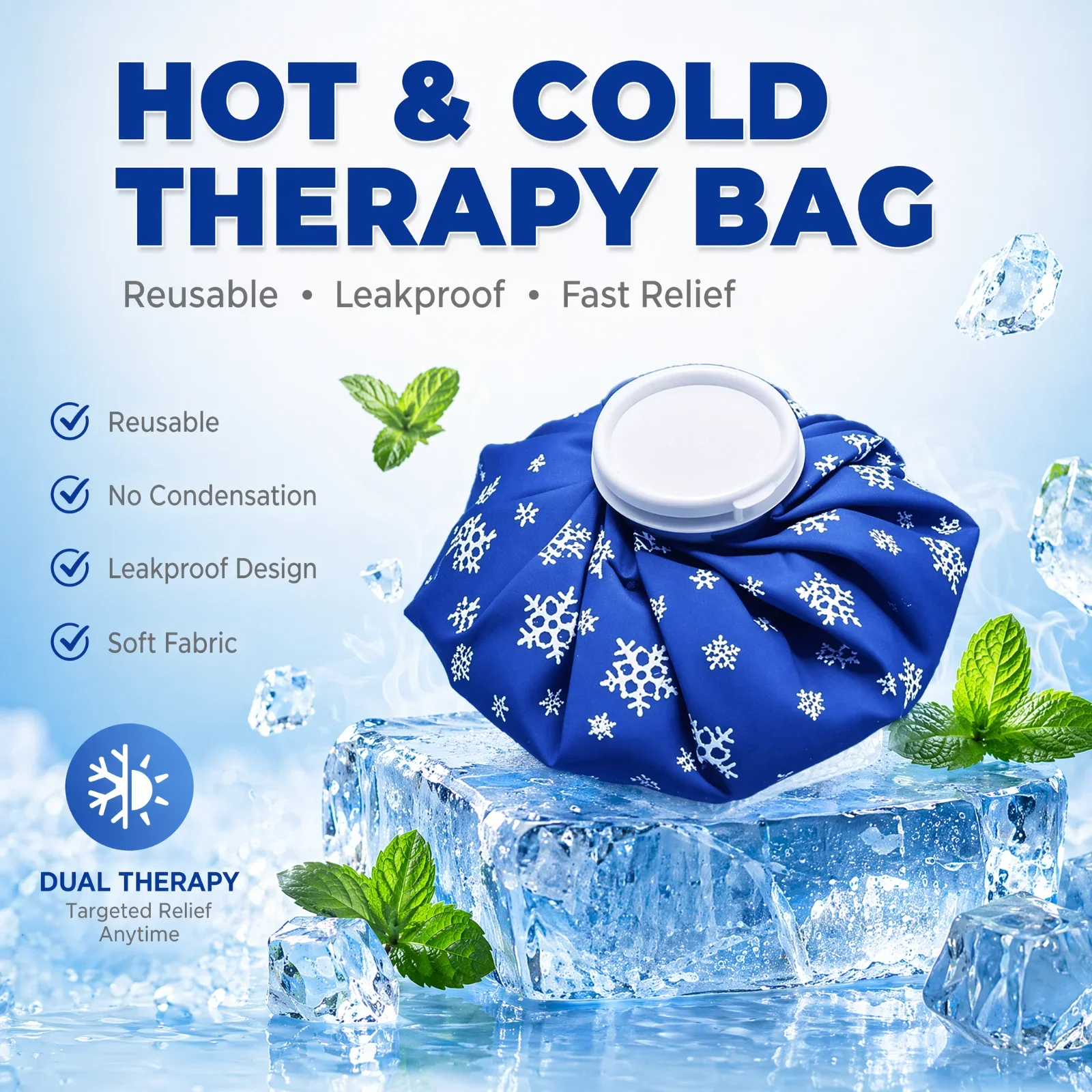 Reusable Hot Cold Therapy Ice Bag Leakproof Compress Pack for Pain Relief Sports Injury Swelling Fever Recovery
Reusable Hot Cold Therapy Ice Bag Leakproof Compress Pack for Pain Relief Sports Injury Swelling Fever Recovery