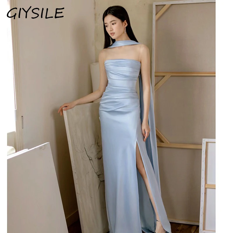 GITSILE Luxury Blue Evening Dresses for Women Satin Backless with Wrap Prom Evening Party Cross Dress Performance Dancer Gown
GITSILE Luxury Blue Evening Dresses for Women Satin Backless with Wrap Prom Evening Party Cross Dress Performance Dancer Gown