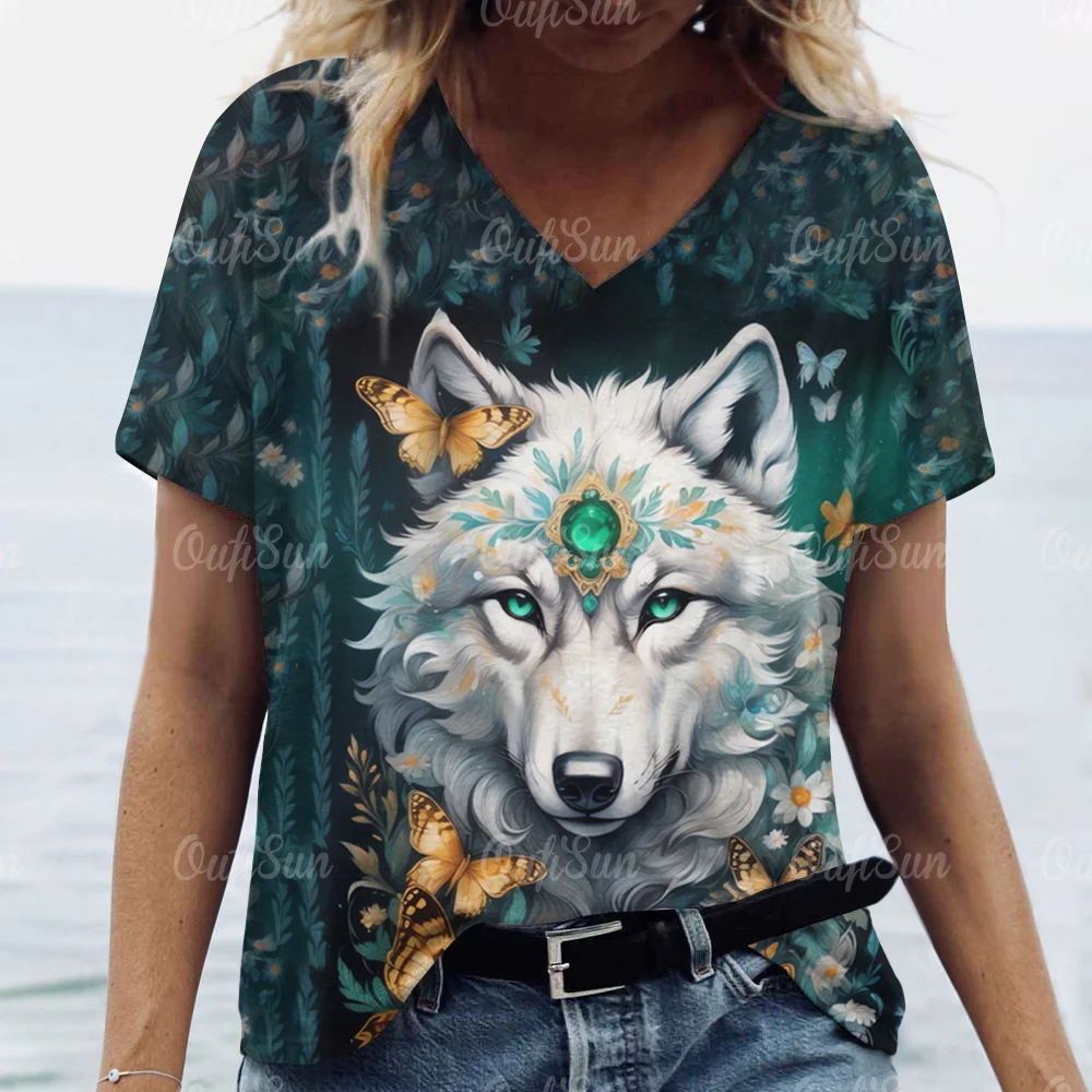 Fashion Women's V-Neck T-Shirt 3d Wolf Print Short Sleeve Shirts Female Tops Street Fashion T Shirts Summer Oversized Clothes
Fashion Women's V-Neck T-Shirt 3d Wolf Print Short Sleeve Shirts Female Tops Street Fashion T Shirts Summer Oversized Clothes