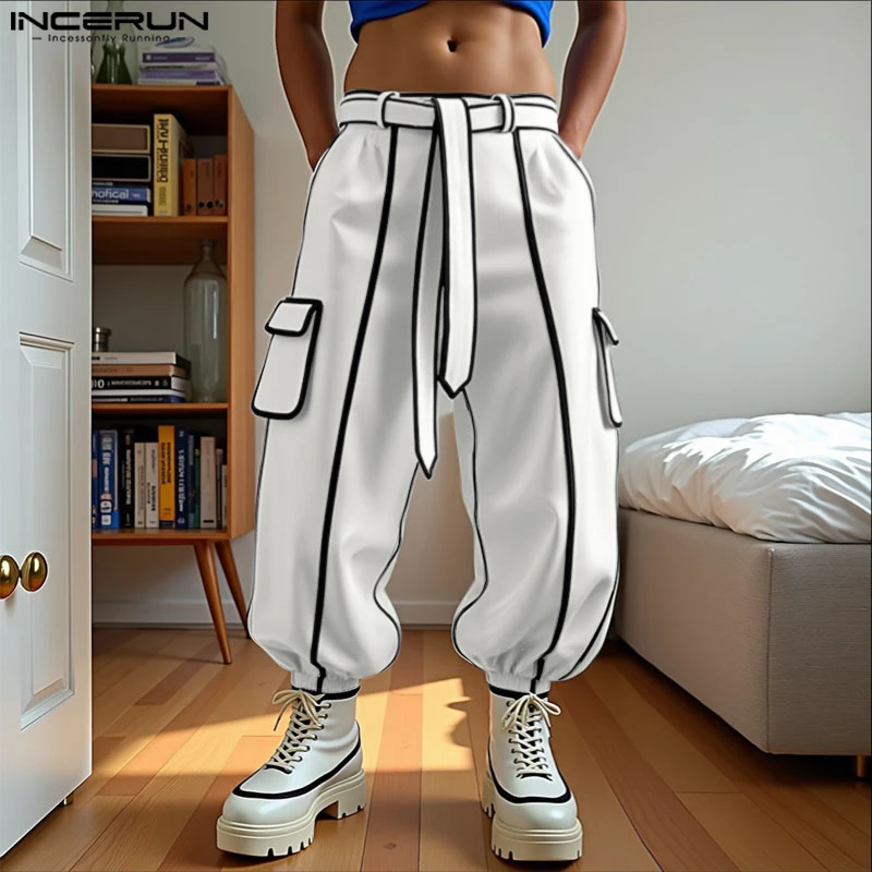 INCERUN Men Pants Patchwork Elastic Waist Joggers Casual Trousers Men With Belt Streetwear Loose Fashion Male Long Pants S-5XL
INCERUN Men Pants Patchwork Elastic Waist Joggers Casual Trousers Men With Belt Streetwear Loose Fashion Male Long Pants S-5XL