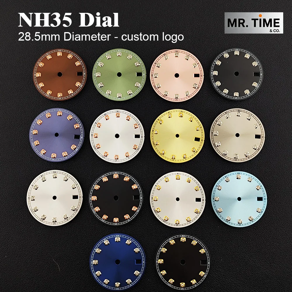 NEW NH35 dial custom logo Diamond dial 28.5mm men's and women's watch dial, suitable for NH35 series movement watch accessories
NEW NH35 dial custom logo Diamond dial 28.5mm men's and women's watch dial, suitable for NH35 series movement watch accessories