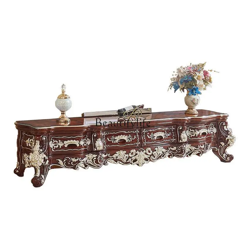 European-style all-solid wood TV cabinet coffee table combination set villa luxury
European-style all-solid wood TV cabinet coffee table combination set villa luxury