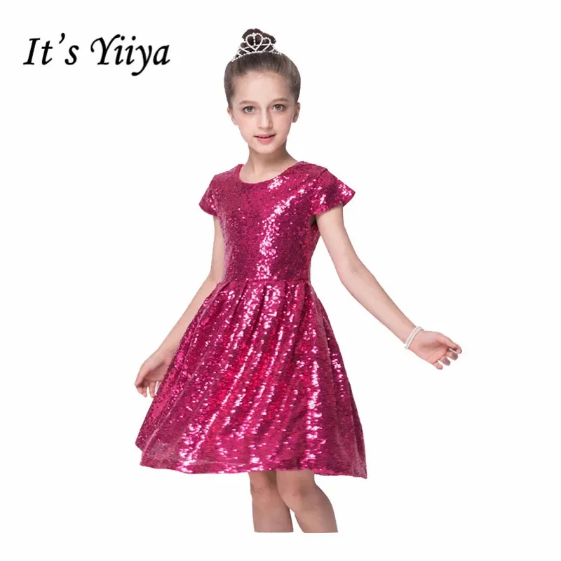 It's YiiYa Customized Flower Girl Dress Hot Pink Sequins O-Neck Short Sleeves Zipper Back A-line Knee-length Kids Gown TS014
It's YiiYa Customized Flower Girl Dress Hot Pink Sequins O-Neck Short Sleeves Zipper Back A-line Knee-length Kids Gown TS014
