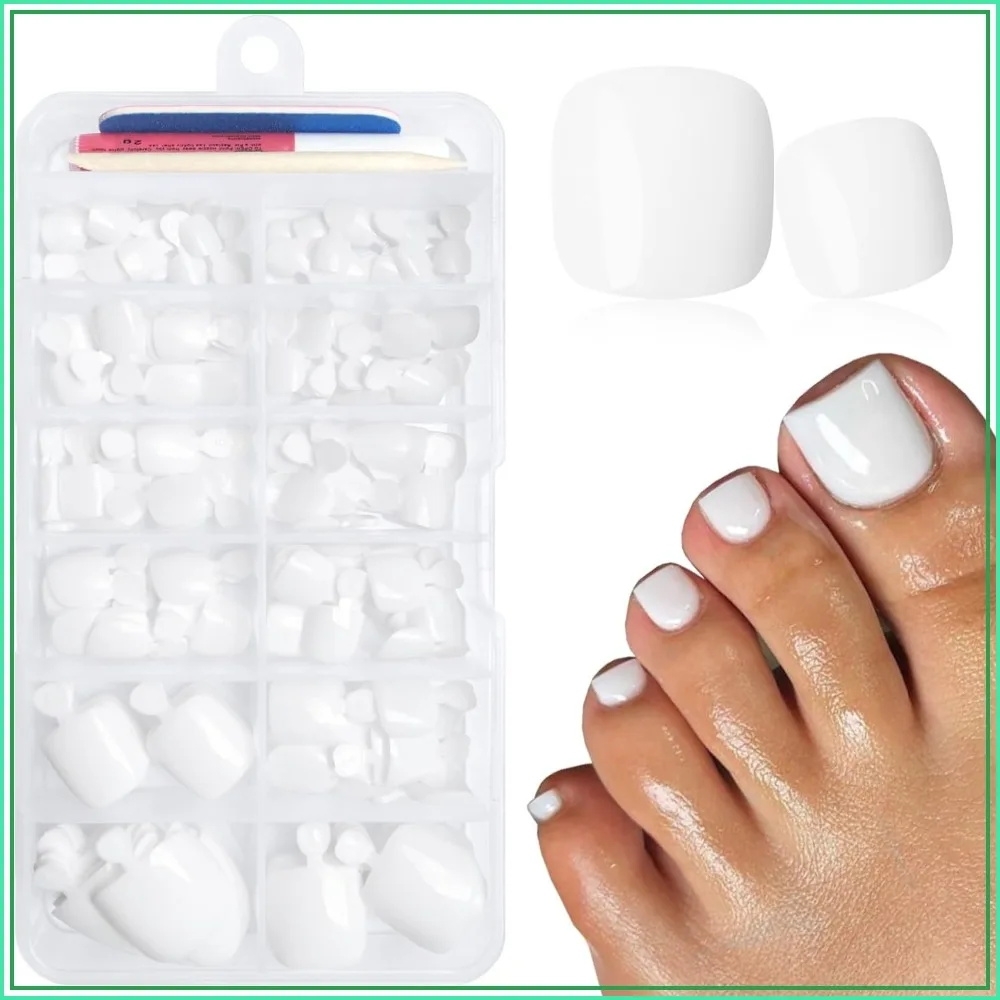 168pc Press on Toenails White Fake Toe Nails with Glue Tabs Short Square Acrylic Tips
168pc Press on Toenails White Fake Toe Nails with Glue Tabs Short Square Acrylic Tips