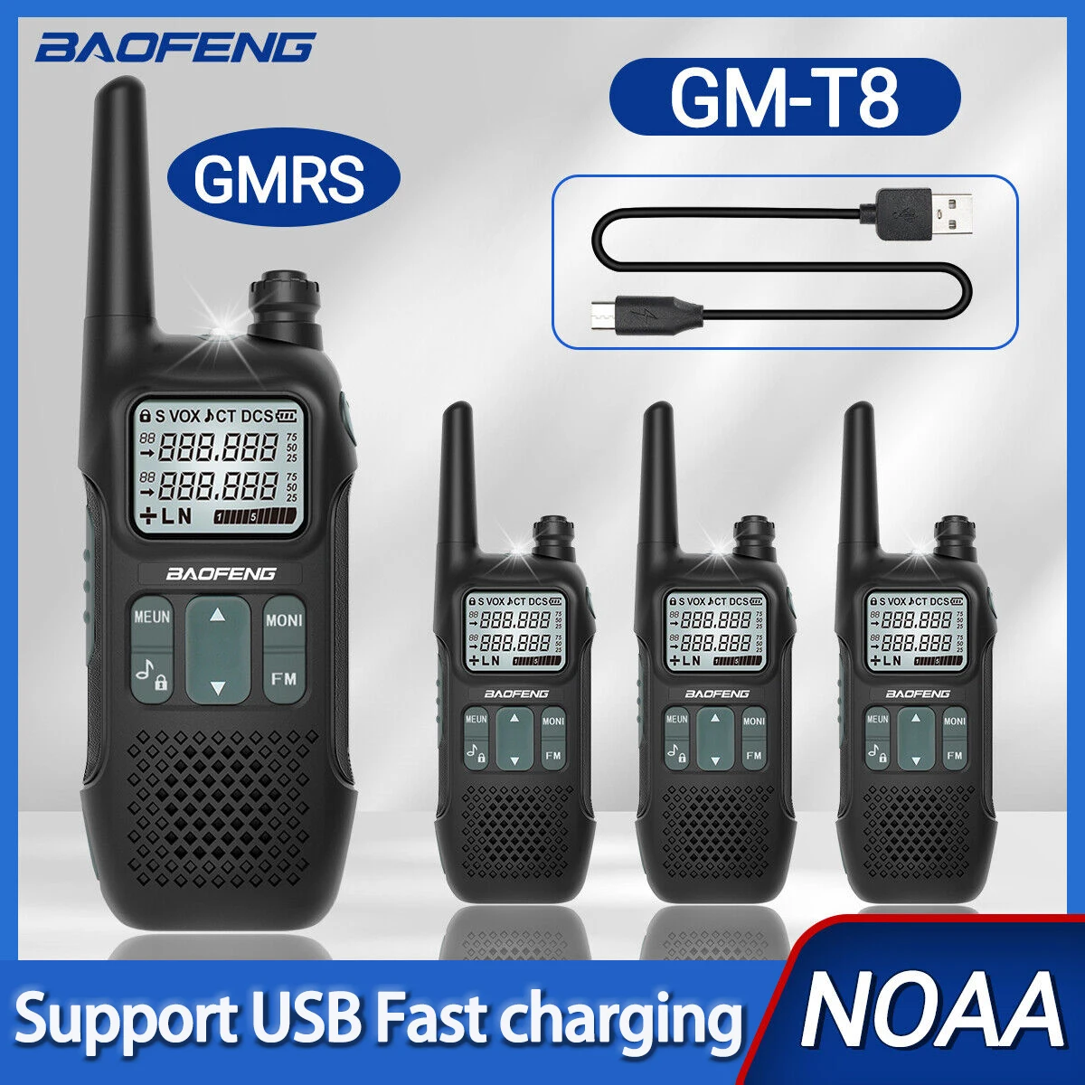 4 шт. BAOFENG GMRS GM-T8 рация дальнего действия высокой мощности USB зарядка NOAA перезаряжаемая обновленная BF-888S любительская двусторонняя радиостанция
4 шт. BAOFENG GMRS GM-T8 рация дальнего действия высокой мощности USB зарядка NOAA перезаряжаемая обновленная BF-888S любительская двусторонняя радиостанция
