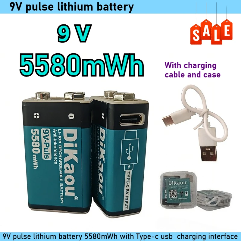 9V pulse lithium battery 5580mWh with Type-c usb charging interface / suitable for multimeters / other 9V electrical appliances
9V pulse lithium battery 5580mWh with Type-c usb charging interface / suitable for multimeters / other 9V electrical appliances