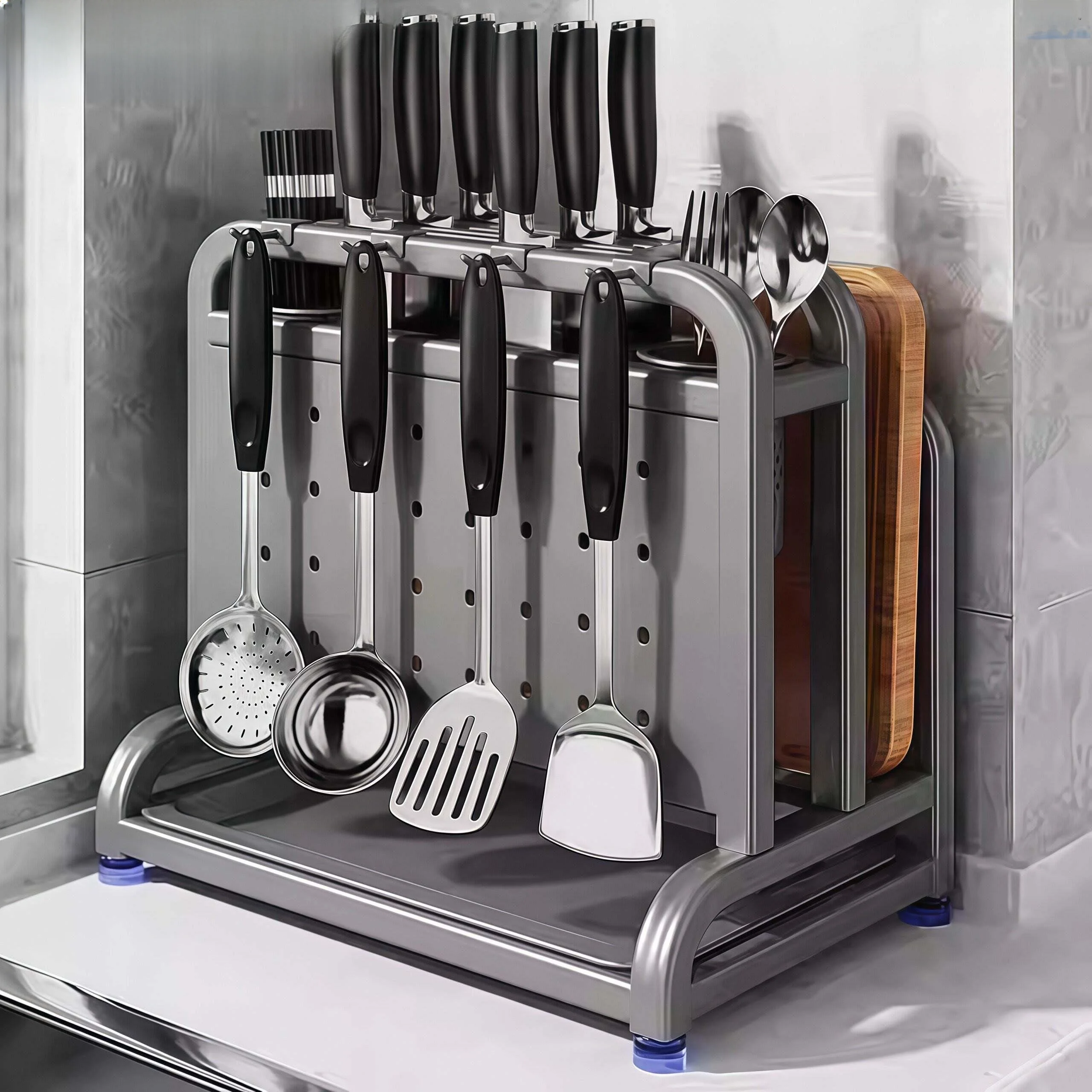 Multifunctional 304 Stainless Steel Knife Holder Chopstick Cage One-Piece Storage Rack Kitchen Storage Shelf Drying Function
Multifunctional 304 Stainless Steel Knife Holder Chopstick Cage One-Piece Storage Rack Kitchen Storage Shelf Drying Function