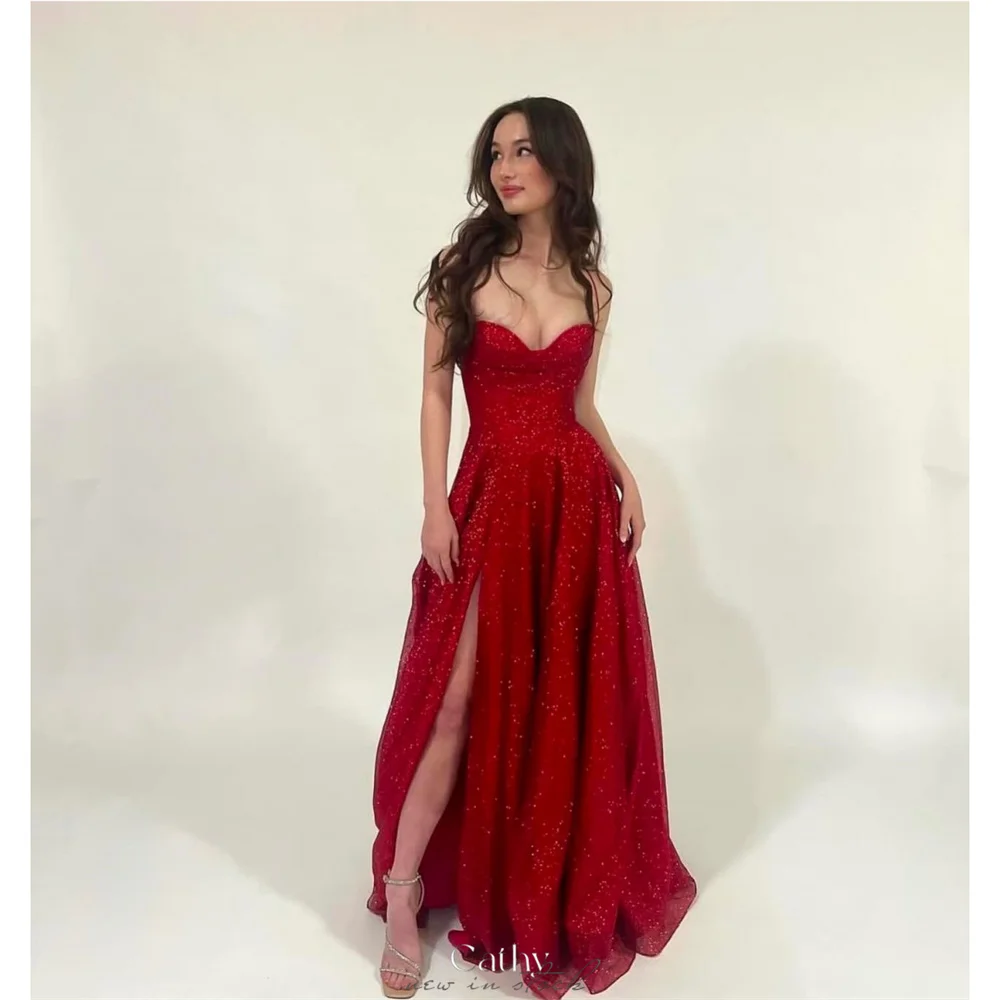 Cathy Elegant Strapless Glitter A-line Prom Dress Side Split Floor-length vestidos de noiva Customized Sleeveless Formal Evening
Cathy Elegant Strapless Glitter A-line Prom Dress Side Split Floor-length vestidos de noiva Customized Sleeveless Formal Evening
