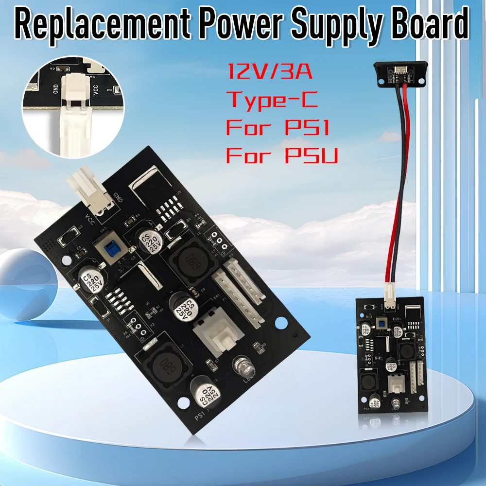 12V/3A Type-C Power Board Replacement Power Supply Module Boards For Playstation1 PS1 For PSU Game Console Gaming Accessories
12V/3A Type-C Power Board Replacement Power Supply Module Boards For Playstation1 PS1 For PSU Game Console Gaming Accessories