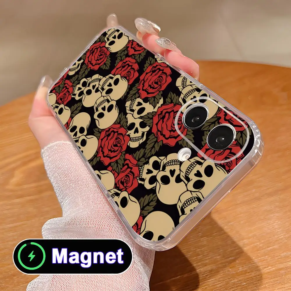 Skull Flowers Painting Clear TPU Magsafe Mobile Phone Case for iPhone 17 16 15 14 13 12 11 Air Pro Max Plus Mini Colorful Cover
Skull Flowers Painting Clear TPU Magsafe Mobile Phone Case for iPhone 17 16 15 14 13 12 11 Air Pro Max Plus Mini Colorful Cover