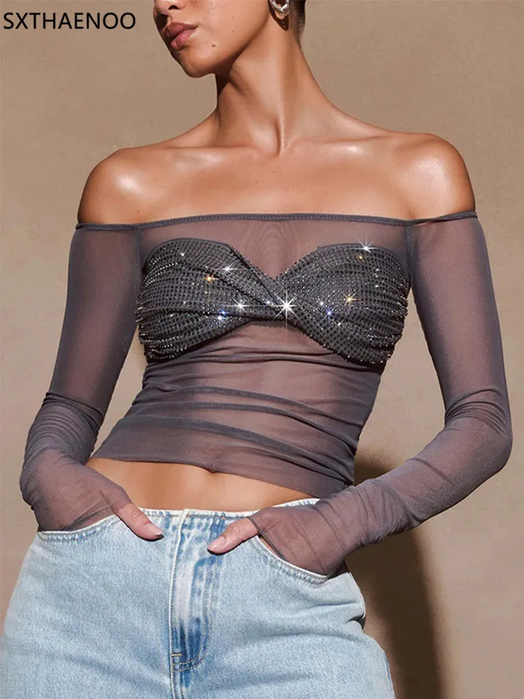 SXTHAENOO Summer Women's One-Shoulder Backless Mesh Splice Long Sleeve T-Shirt Sexy Slim Fit Base Top Fashionable See-through
SXTHAENOO Summer Women's One-Shoulder Backless Mesh Splice Long Sleeve T-Shirt Sexy Slim Fit Base Top Fashionable See-through