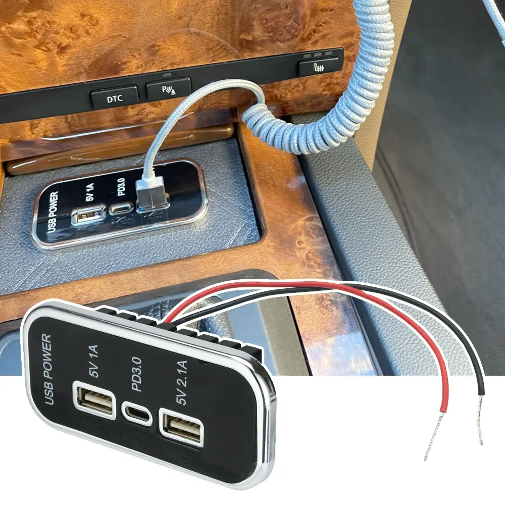 12V 24V 3 Ports USB Car Charger Socket 18W PD Type-C 2.1A 1A Motorcycle Auto Truck ATV Boat RV Bus Power Adapter Outlet Charger
12V 24V 3 Ports USB Car Charger Socket 18W PD Type-C 2.1A 1A Motorcycle Auto Truck ATV Boat RV Bus Power Adapter Outlet Charger