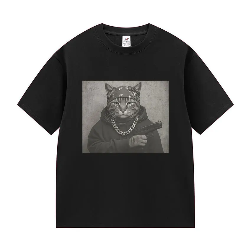 Funny Cat Graphic Print T Shirt Gang Cat Cool Hip Hop Short Sleeve T-shirts Men's Vintage High Quality Oversized Cotton T-shirt
Funny Cat Graphic Print T Shirt Gang Cat Cool Hip Hop Short Sleeve T-shirts Men's Vintage High Quality Oversized Cotton T-shirt