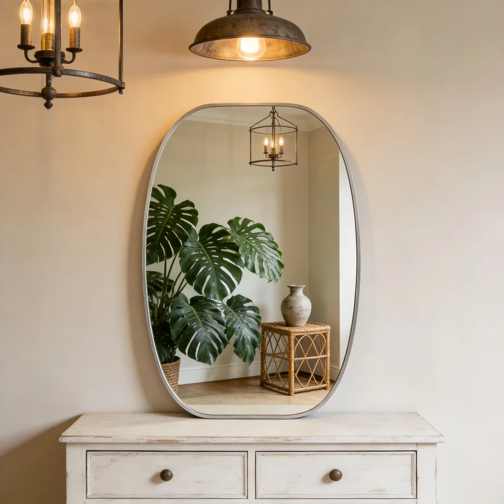 20x30 in Silver Metal Framed Oval Vanity Bathrrom Mirror for Wall
20x30 in Silver Metal Framed Oval Vanity Bathrrom Mirror for Wall