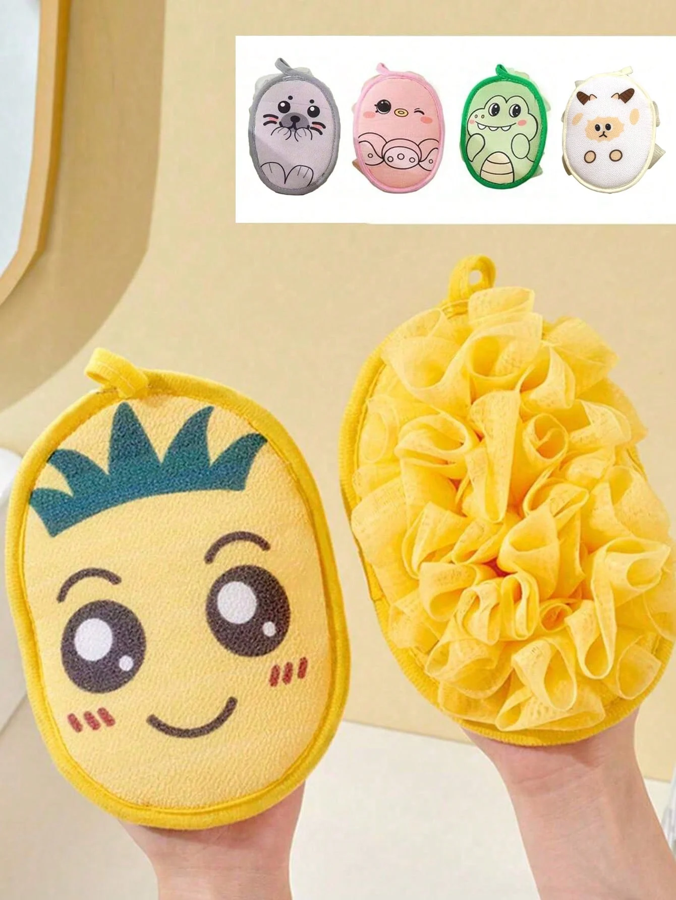 2-In-1 Double-Sided Cartoon Bath Sponge & Loofah Thick Hanging Design Soft Baby Bath Sponge, Baby Bath products
2-In-1 Double-Sided Cartoon Bath Sponge & Loofah Thick Hanging Design Soft Baby Bath Sponge, Baby Bath products