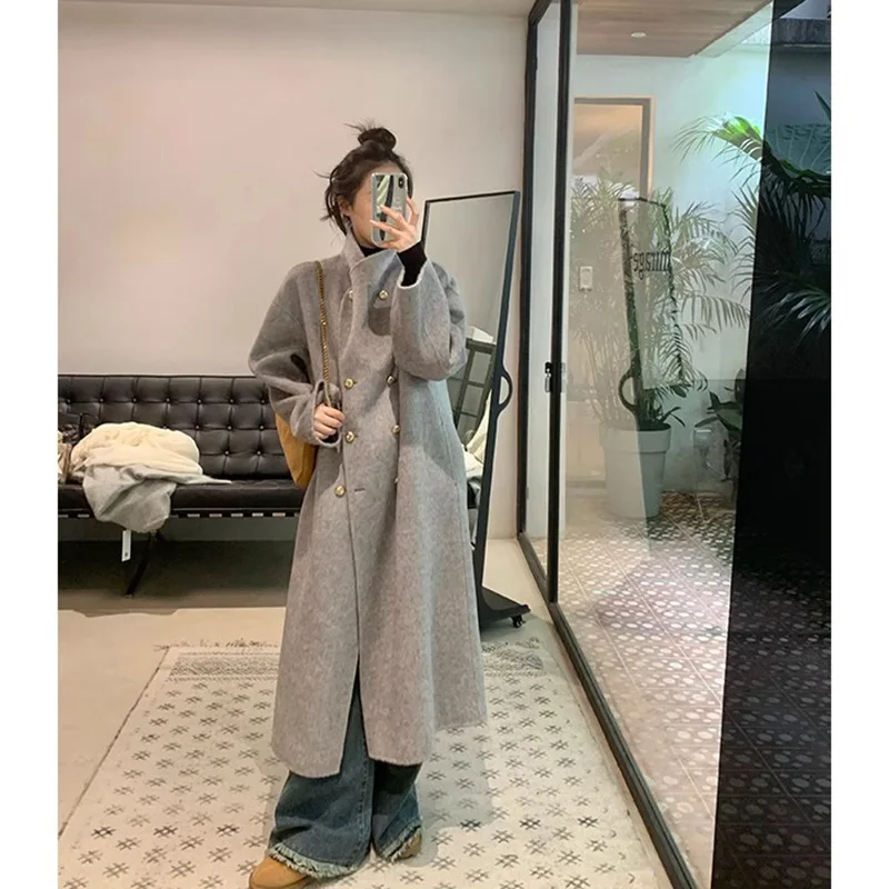 Women Solid Color Loose Double-sided Wool Coat Temperament Fashion Wool Jacket Autumn Winter New
Women Solid Color Loose Double-sided Wool Coat Temperament Fashion Wool Jacket Autumn Winter New