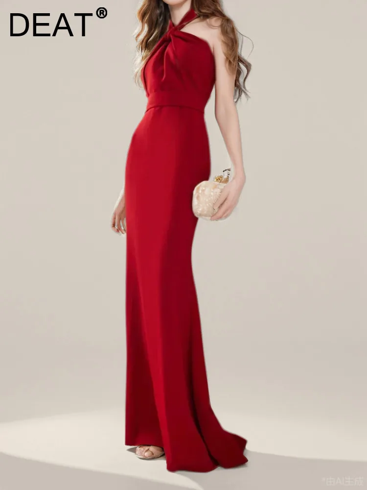 DEAT Women's Evening Cross Slash Halter Collar Dress Spring 2024 Sleeveless Red Backless Zipper Fashion Dresses New 13DB1229
DEAT Women's Evening Cross Slash Halter Collar Dress Spring 2024 Sleeveless Red Backless Zipper Fashion Dresses New 13DB1229