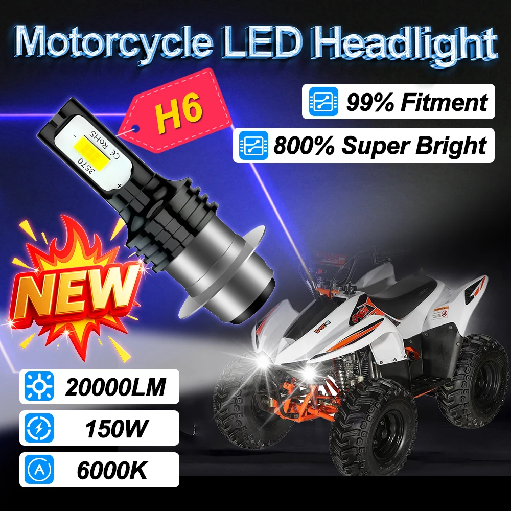 1X 2X H6 20000LM BA20D LED Headlight Ampoule 150W Hi-Lo Beam Light Lamp Bulb Motorcycle Auxiliary Lights Led Headlight 6000K 12V
1X 2X H6 20000LM BA20D LED Headlight Ampoule 150W Hi-Lo Beam Light Lamp Bulb Motorcycle Auxiliary Lights Led Headlight 6000K 12V