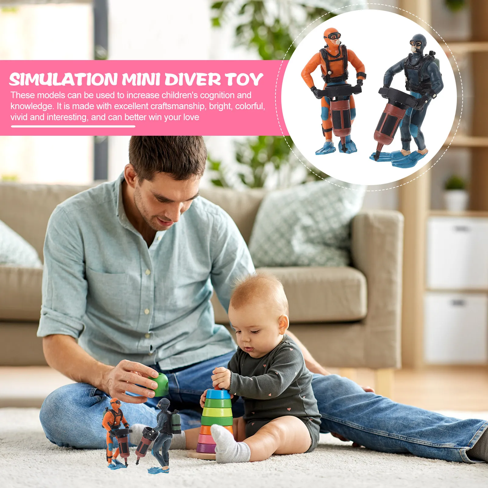 2Pcs PVC Diver Decoration Realistic Simulation Figures for Kids Educational Collection Scene Layout Desktop Ornament Underwater
2Pcs PVC Diver Decoration Realistic Simulation Figures for Kids Educational Collection Scene Layout Desktop Ornament Underwater