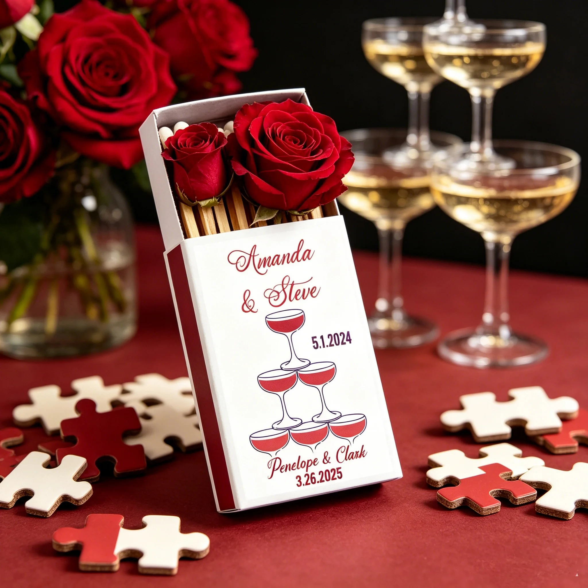 Custom Champagne Tower Matches, Wedding Bridal Shower Party Favors
Custom Champagne Tower Matches, Wedding Bridal Shower Party Favors