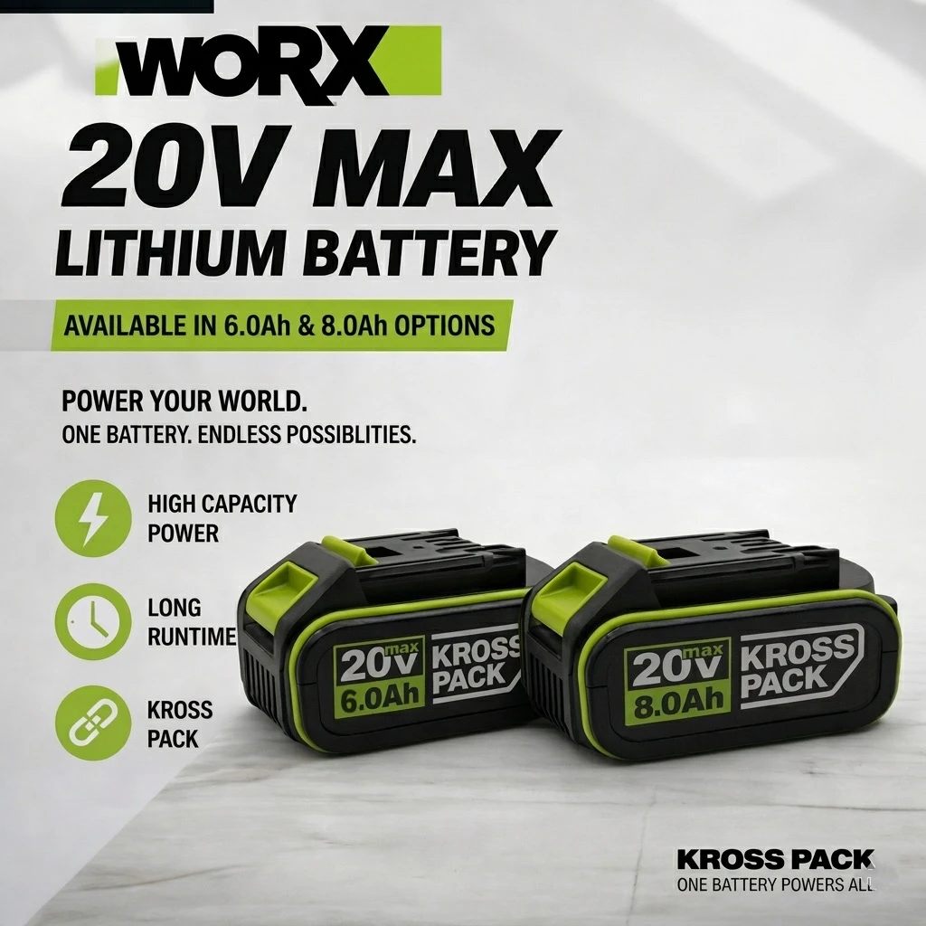Сменный литий-ионный аккумулятор WORX 20В, 6000/8000 мАч для WA3551, WA3551.1, WA3553, WA3641, WX373, перезаряжаемый аккумулятор для инструментов
Сменный литий-ионный аккумулятор WORX 20В, 6000/8000 мАч для WA3551, WA3551.1, WA3553, WA3641, WX373, перезаряжаемый аккумулятор для инструментов