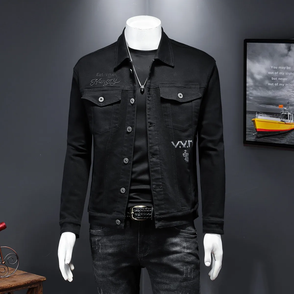Bla Denim Jaet Men's Collar Pure Color Versatile Slim Fit Korean Sle Youth Spring Autumn Jaet Waed Casual Trendy Me...
Bla Denim Jaet Men's Collar Pure Color Versatile Slim Fit Korean Sle Youth Spring Autumn Jaet Waed Casual Trendy Me...