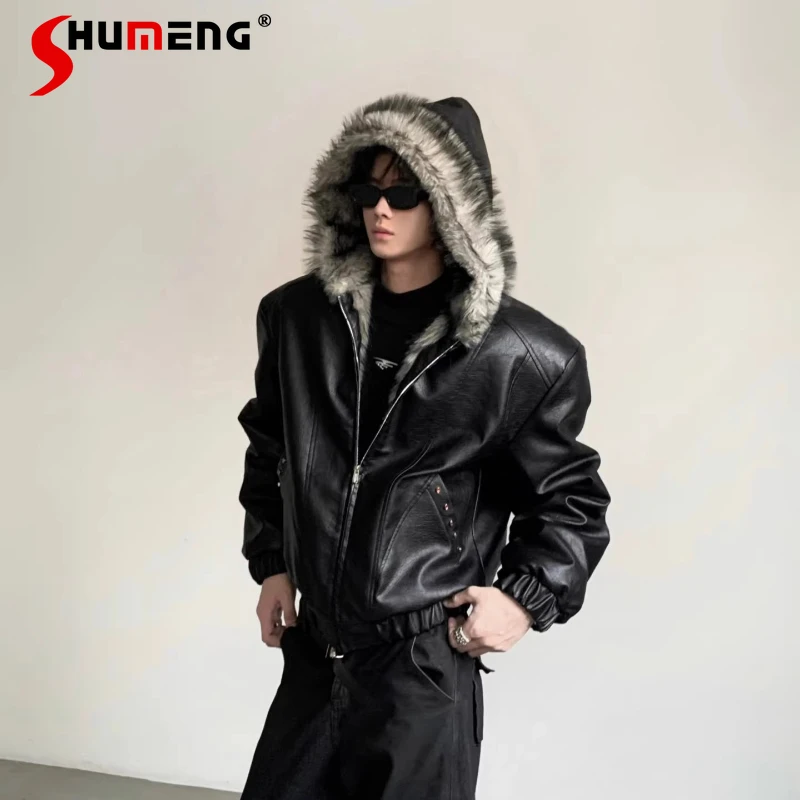 Fashion Parkas Thickened Faux Leather Jackets Men 2025 Winter New Fleece Lined Warm Coats Handsome Large Faux Fur Collar Parkas
Fashion Parkas Thickened Faux Leather Jackets Men 2025 Winter New Fleece Lined Warm Coats Handsome Large Faux Fur Collar Parkas