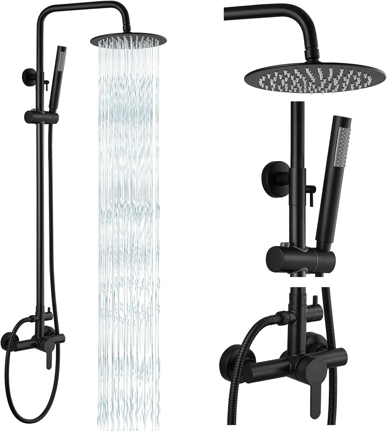 Outdoor Rain Shower Kit SUS304 Stainless Steel 8" Rainfall & Handheld Spray Wall Mount Adjustable Height Matte Black
Outdoor Rain Shower Kit SUS304 Stainless Steel 8" Rainfall & Handheld Spray Wall Mount Adjustable Height Matte Black