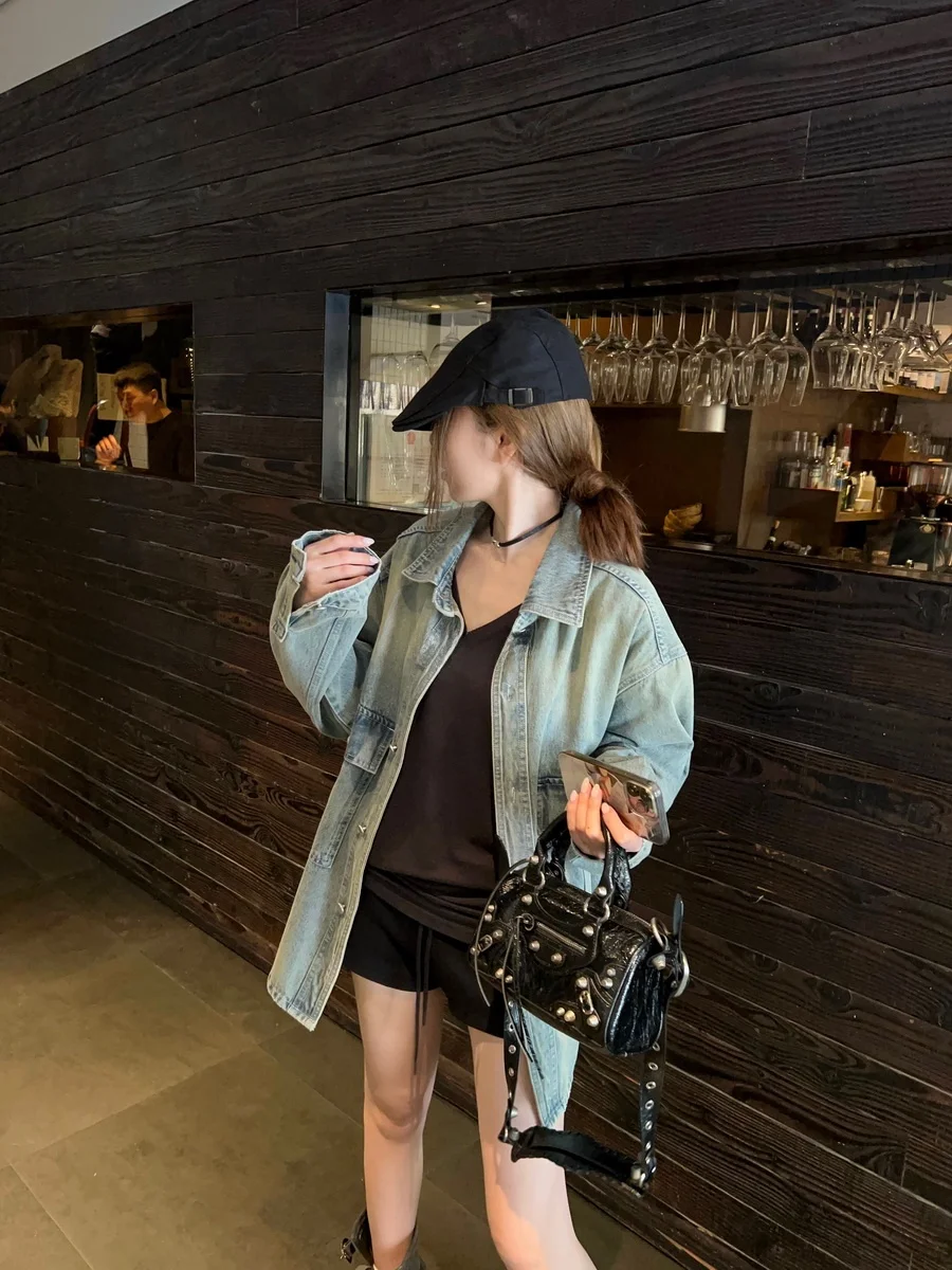 Paris Wed Vintage Distred Blue Loose Long Sve Denim irt Jaet Women's Top New 2024 Cotton Blend Collar
Paris Wed Vintage Distred Blue Loose Long Sve Denim irt Jaet Women's Top New 2024 Cotton Blend Collar