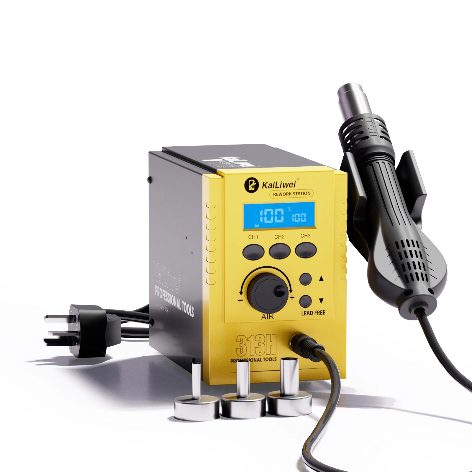 Kailiwei 700W 220V BGA Station Electronic Soldering Digital Adjustable Hot Air Gun Station Table Rework Solder Heat Gun
Kailiwei 700W 220V BGA Station Electronic Soldering Digital Adjustable Hot Air Gun Station Table Rework Solder Heat Gun