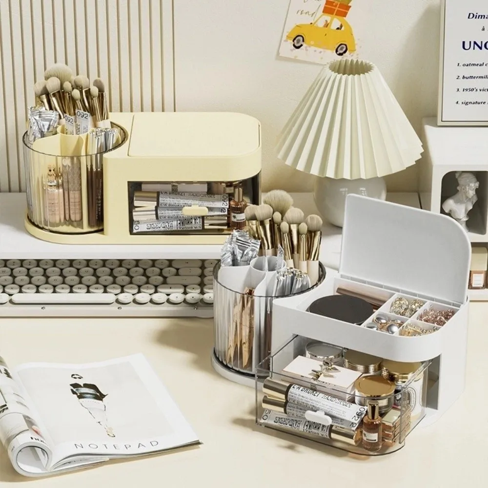 3 in 1 Makeup Organizer Plastic 360 ° Rotation Jewelry Box Large Capacity with Drawer Makeup Brush Holder 
3 in 1 Makeup Organizer Plastic 360 ° Rotation Jewelry Box Large Capacity with Drawer Makeup Brush Holder