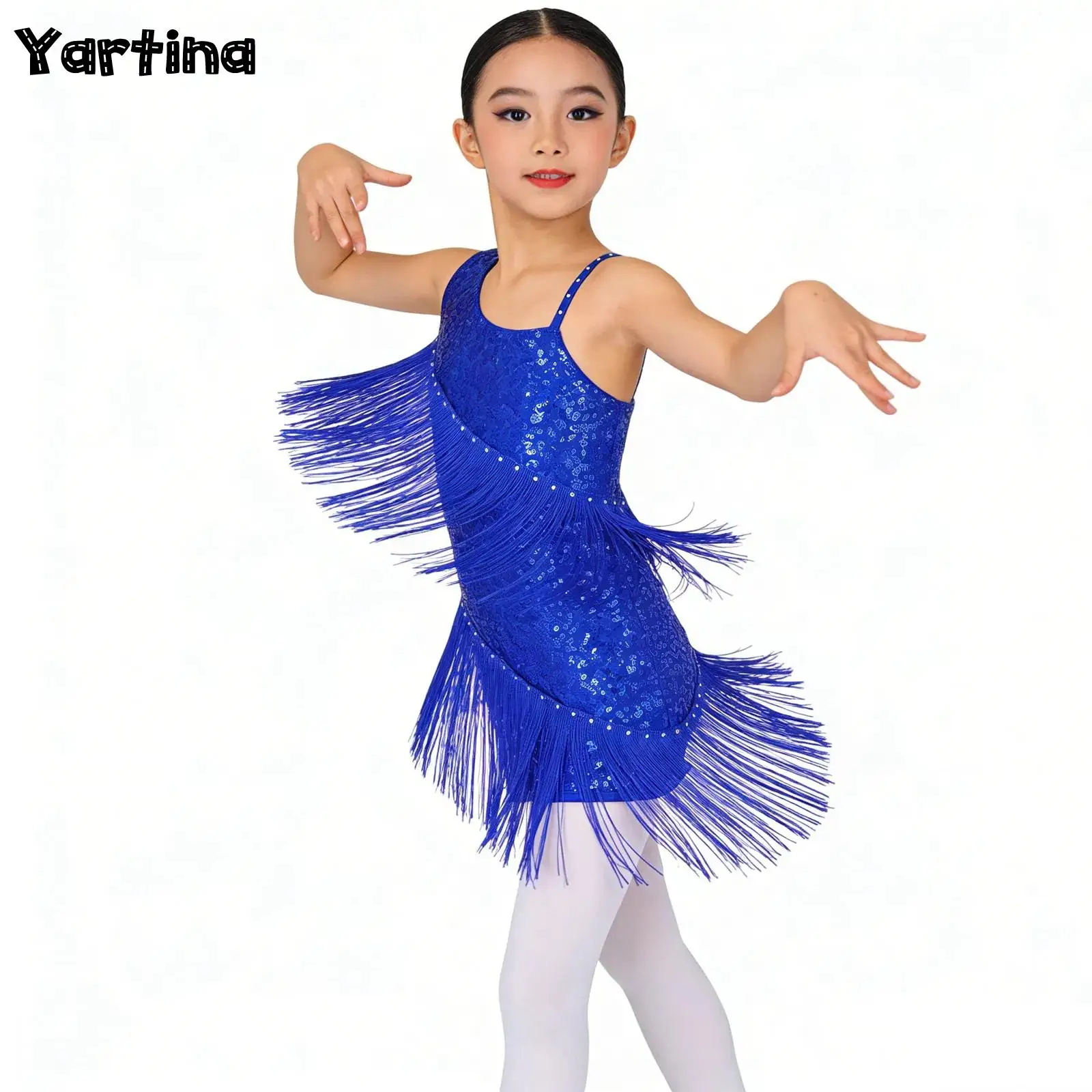 Kids Girls Latin Dance Leotards Dress Oblique Shoulder Shiny Sequins Rhinestone Tassels Shorts Bottom Ballroom Dance Costume
Kids Girls Latin Dance Leotards Dress Oblique Shoulder Shiny Sequins Rhinestone Tassels Shorts Bottom Ballroom Dance Costume