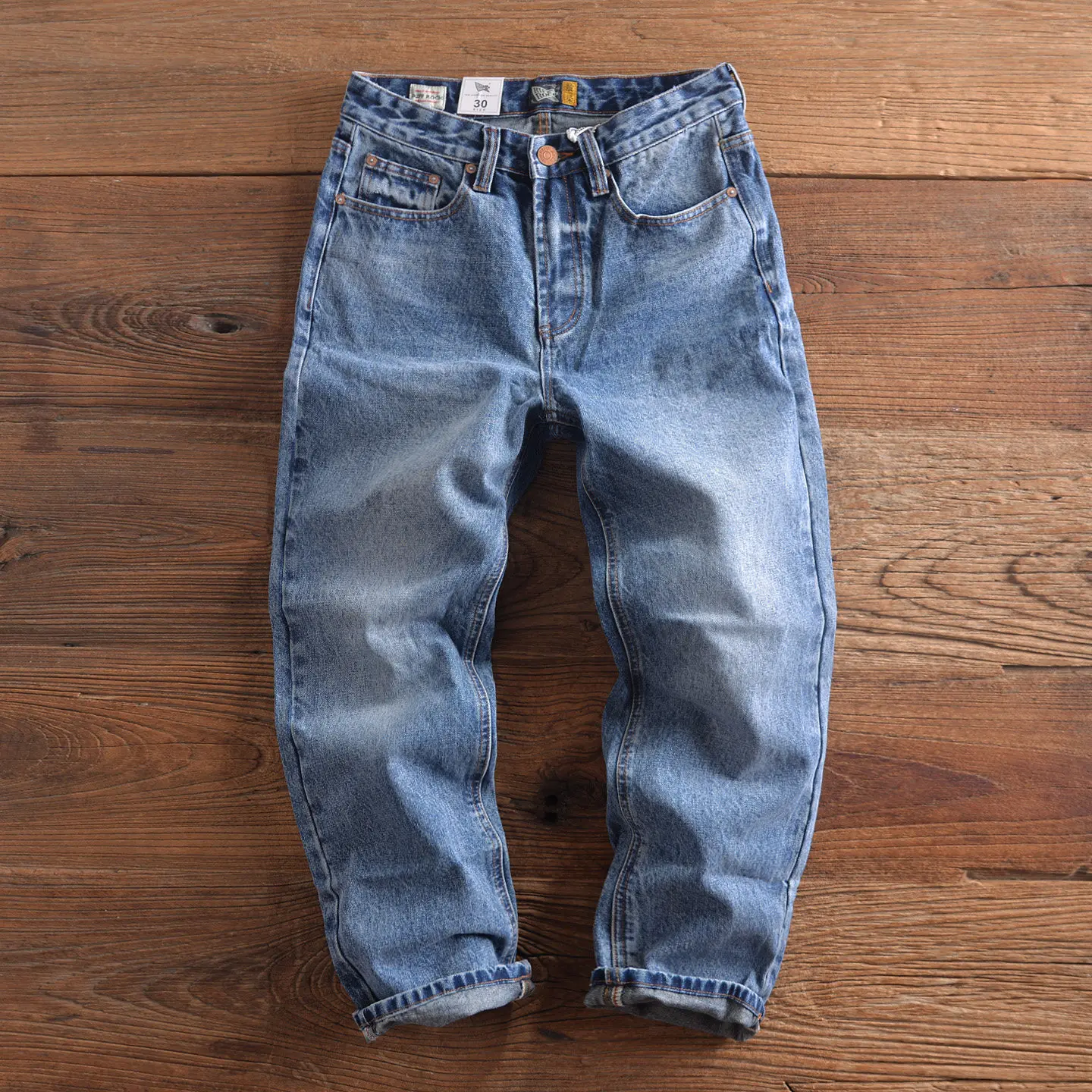 2026 Spring New American Retro Heavyweight Multiple Pockets Light Blue Jeans Men's Fashion 90%Cotton Washed Straight Casual Pant
2026 Spring New American Retro Heavyweight Multiple Pockets Light Blue Jeans Men's Fashion 90%Cotton Washed Straight Casual Pant