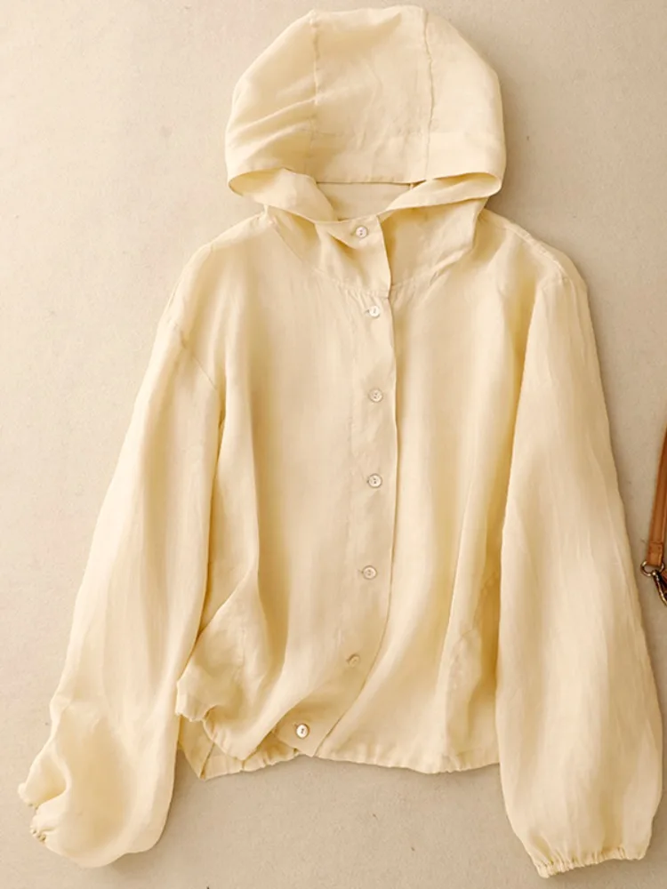 Lightweight Cotton Linen Jacket with Hood Long Sleeve Summer Cool Simple Air Conditioning Top Women's Fashion Commute Style
Lightweight Cotton Linen Jacket with Hood Long Sleeve Summer Cool Simple Air Conditioning Top Women's Fashion Commute Style