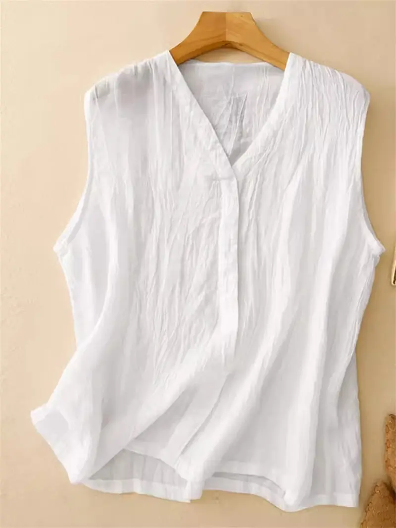 Japanese Retro Pleated Vest For Women White Linen Jacket 2024 Summer Outerwear Design V-Neck Sleeveless Shirt Top K1882
Japanese Retro Pleated Vest For Women White Linen Jacket 2024 Summer Outerwear Design V-Neck Sleeveless Shirt Top K1882