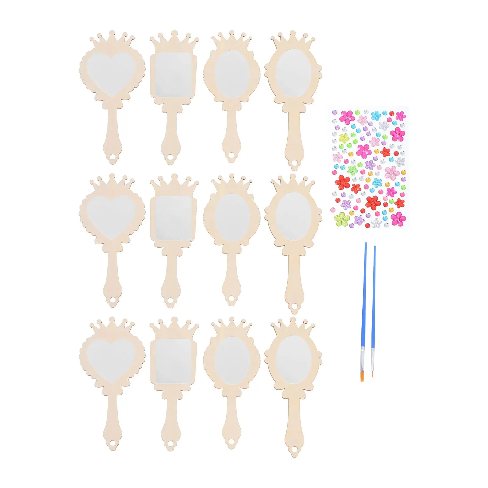 12 Pieces Children Decorative Princess Mirror Unfinished Wooden Handheld DIY Painting Mirrors Craft Vanity Accessories
12 Pieces Children Decorative Princess Mirror Unfinished Wooden Handheld DIY Painting Mirrors Craft Vanity Accessories