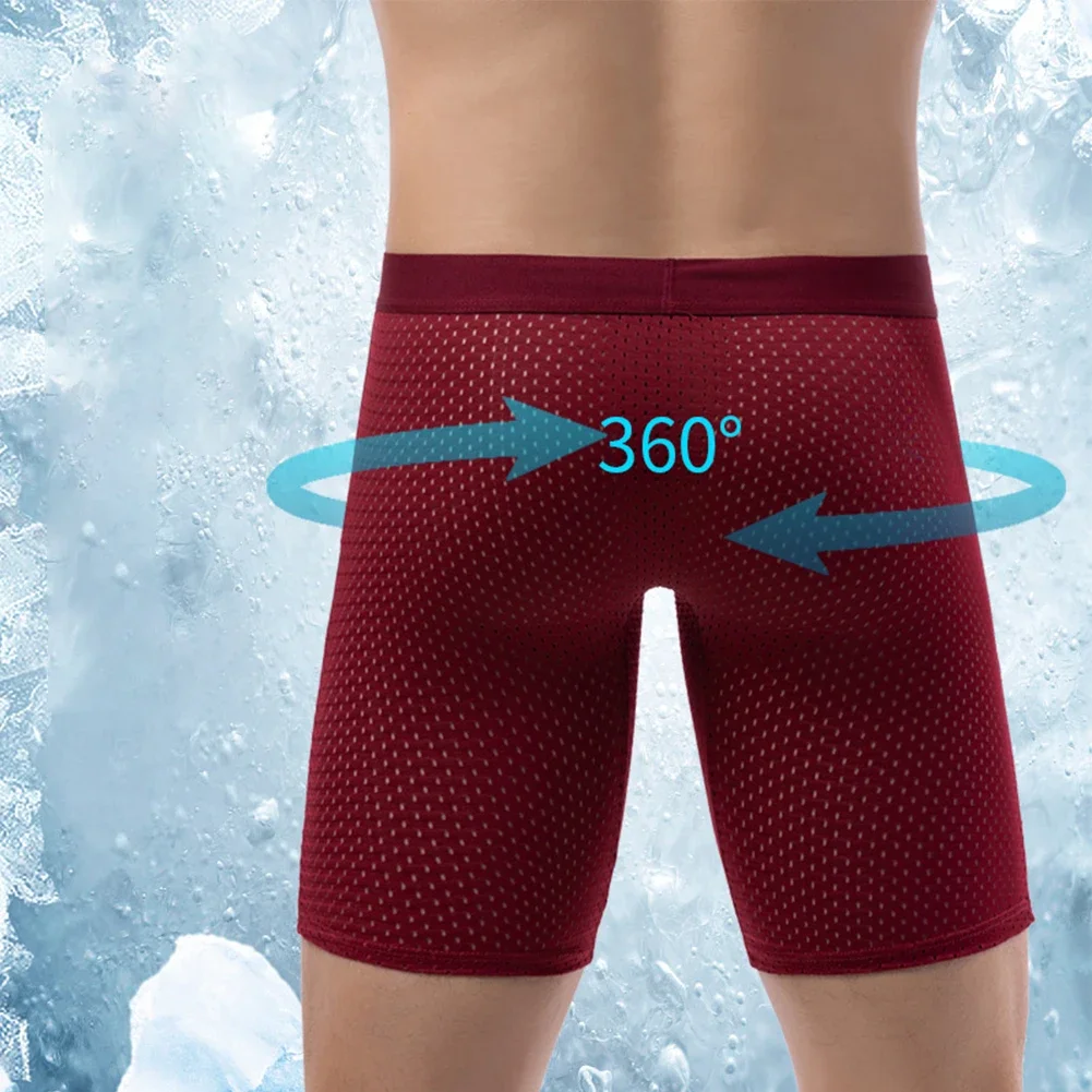 Mens's Ice Silk Underwear Breathable Long Legged Boxer Briefs Mesh Boxer Shorts L 3XL Black/Gray/Blue/White/Wine Red
Mens's Ice Silk Underwear Breathable Long Legged Boxer Briefs Mesh Boxer Shorts L 3XL Black/Gray/Blue/White/Wine Red