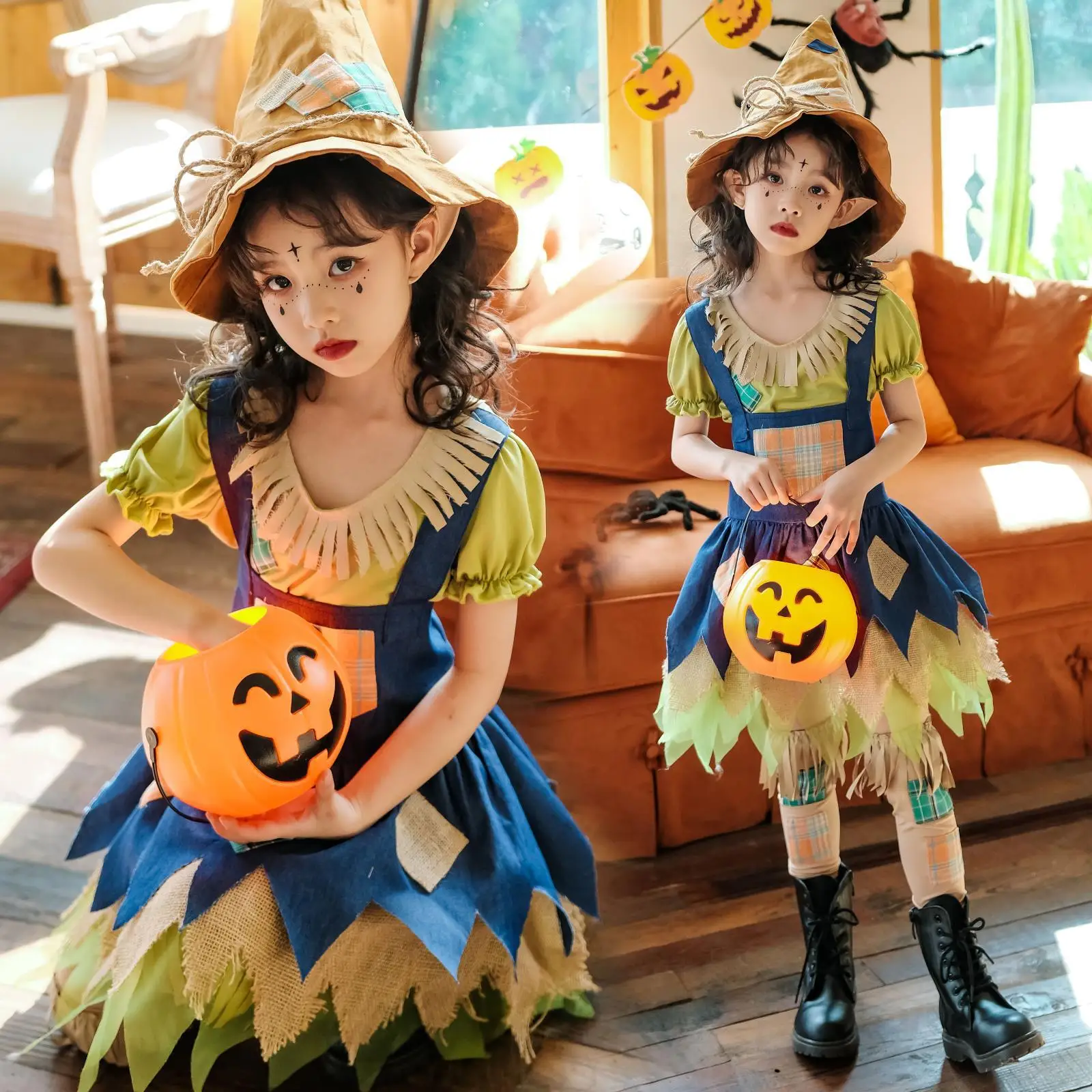 Halloween Children's Costume Baby Children's Costume Scarecrow Pastoral Dress Up Skirt Girls Clown Witch Performance Costume
Halloween Children's Costume Baby Children's Costume Scarecrow Pastoral Dress Up Skirt Girls Clown Witch Performance Costume