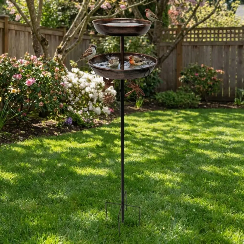 Double Layer Metal Garden Birdbath Vintage Standing Sturdy Iron Bird Bath Feeder 5-Pronged Base Rust-Proof Bird Feeding Station
Double Layer Metal Garden Birdbath Vintage Standing Sturdy Iron Bird Bath Feeder 5-Pronged Base Rust-Proof Bird Feeding Station