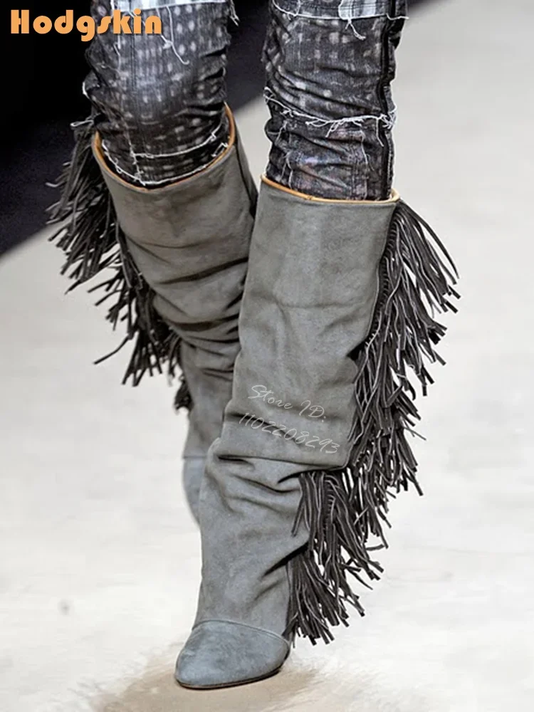 Retro Fringe Mid-calf Boots Solid Round Toe Wedge Heels Platform Knee-high Shoes 2025 Autumn Women New Fashion Cowboy Boots
Retro Fringe Mid-calf Boots Solid Round Toe Wedge Heels Platform Knee-high Shoes 2025 Autumn Women New Fashion Cowboy Boots