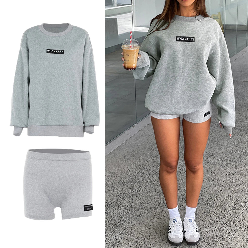 DriftWear Women's Oversized Crewneck Sweatshirt High Waist Shorts Set Printed Casual 2pcs Outfit for Streetwear Short Pants Suit
DriftWear Women's Oversized Crewneck Sweatshirt High Waist Shorts Set Printed Casual 2pcs Outfit for Streetwear Short Pants Suit