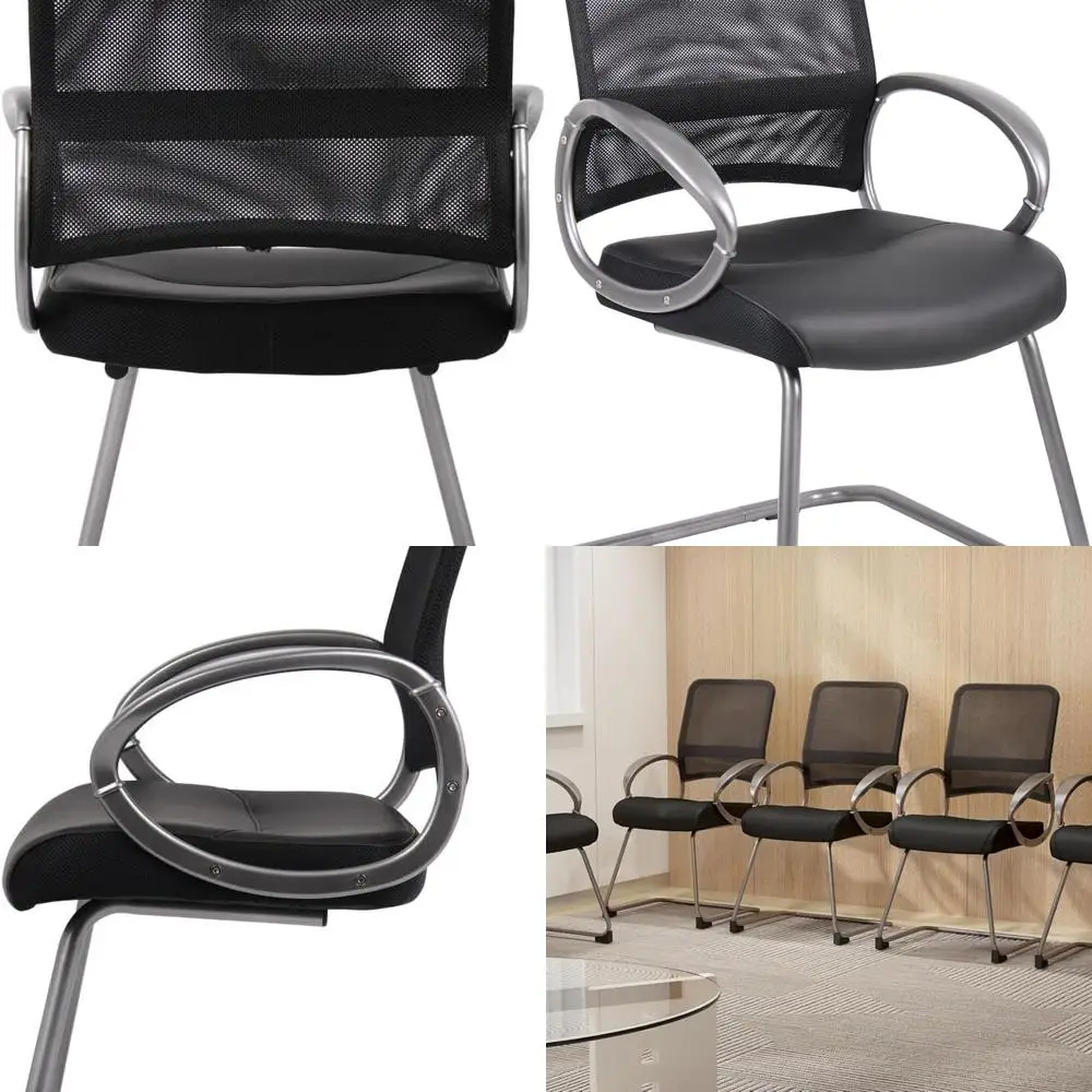 Black Mesh Back Guest Chair with Pewter Accents, 250 lbs Capacity
Black Mesh Back Guest Chair with Pewter Accents, 250 lbs Capacity