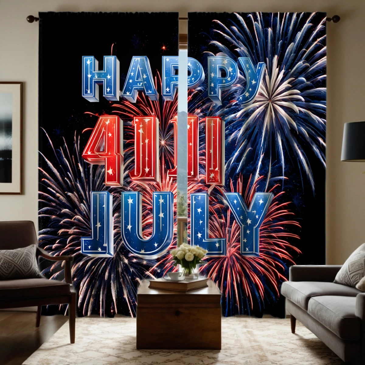 2 pieces HD Independence Day Hello July fireworks decorative curtain Black tie digital printed curtain home decoration style dec
2 pieces HD Independence Day Hello July fireworks decorative curtain Black tie digital printed curtain home decoration style dec