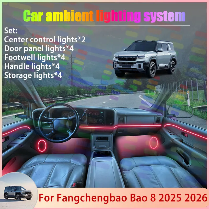 Для Fangchengbao Bao 8 2025 2026 Denza B8 2/24 в 1, автомобильная атмосферная лампа, RGB абажур, ансамбль, стример, атмосферный набор, авто
Для Fangchengbao Bao 8 2025 2026 Denza B8 2/24 в 1, автомобильная атмосферная лампа, RGB абажур, ансамбль, стример, атмосферный набор, авто