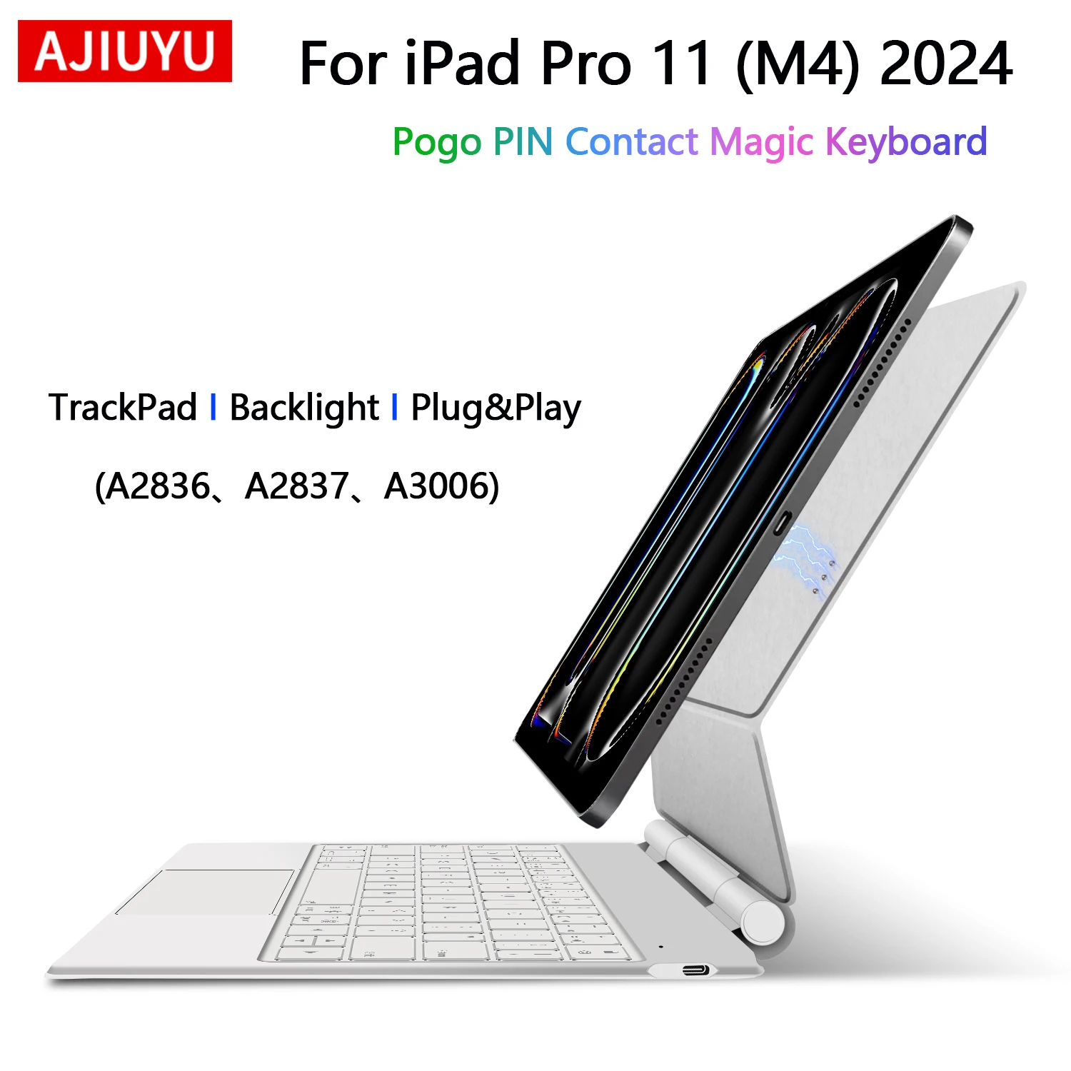 Plug&Play Pogo Pin Smart Connection Magic Keyboard Case for iPad Pro 11 Inch M4 2024 Multi-touch TrackPad Smart Reverse Charging
Plug&Play Pogo Pin Smart Connection Magic Keyboard Case for iPad Pro 11 Inch M4 2024 Multi-touch TrackPad Smart Reverse Charging