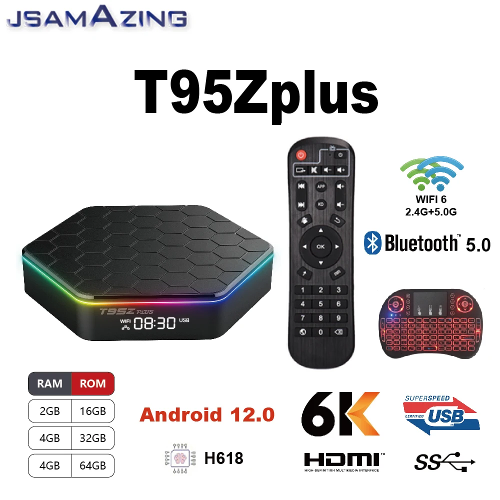 T95Z Plus Smart TV Box Android 12.0 6k 2.4g & 5g Wifi 6 Bluetooth 5.0 4g16g 32gb 64gb Quad Core Set Top Support Google Player
T95Z Plus Smart TV Box Android 12.0 6k 2.4g & 5g Wifi 6 Bluetooth 5.0 4g16g 32gb 64gb Quad Core Set Top Support Google Player