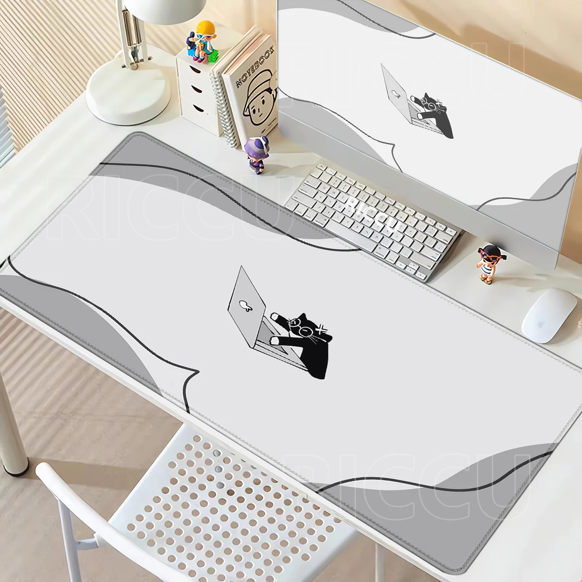 Simplicity Cute Working Cat Locking Edge Mouse Mat Large Rubber Mouse Pad Gaming Mousepad Gamer Desk Accessories Keyboard Pads