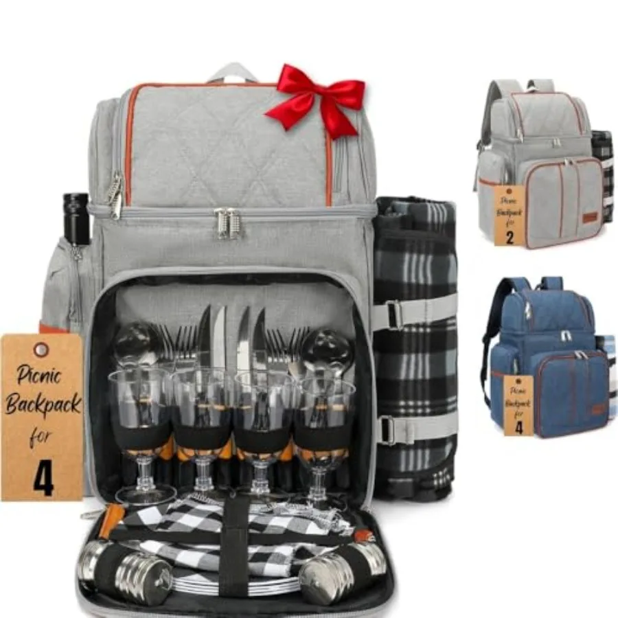 Lightweight Picnic Backpack with Insulated Cooler Bag and Bottle Pouch for Outdoor Camping and Family Hiking Includes Compact C
Lightweight Picnic Backpack with Insulated Cooler Bag and Bottle Pouch for Outdoor Camping and Family Hiking Includes Compact C