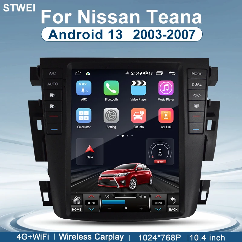 For Nissan Teana 2003 2004 2005 2006 2007 10.4inch Car Radio Multimedia Video Player GPS Navigation Android13 Carplay 4G WIFI
For Nissan Teana 2003 2004 2005 2006 2007 10.4inch Car Radio Multimedia Video Player GPS Navigation Android13 Carplay 4G WIFI