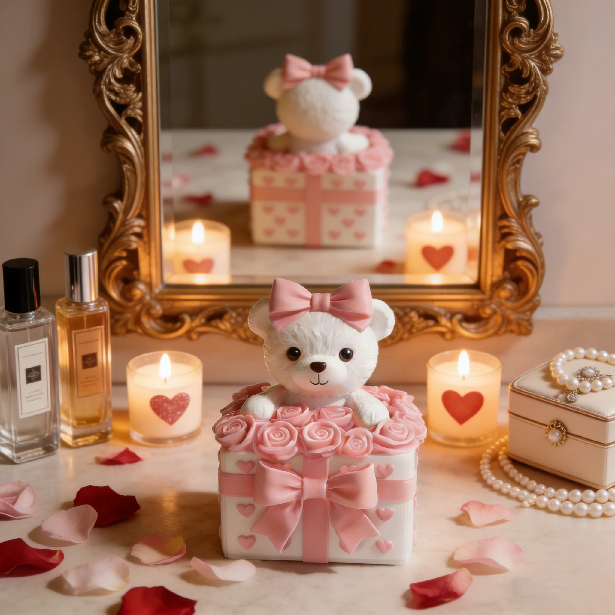 3D Teddy Bear in Gift Box Mold with Rose Heart Bow Embossed Silicone for Candle Resin Soap Wedding Valentine's Day Decor
3D Teddy Bear in Gift Box Mold with Rose Heart Bow Embossed Silicone for Candle Resin Soap Wedding Valentine's Day Decor